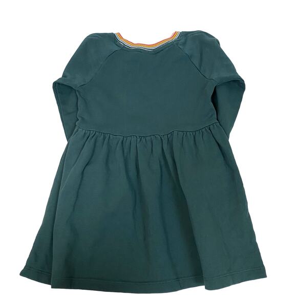 Hanna Andersson Rainbow Cuff Print Knit Dress In French Terry Green Size 4 - Picture 3 of 9